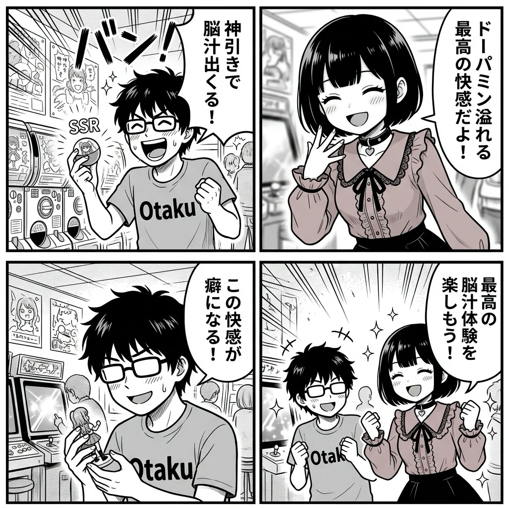 脳汁が出る意味と快感の瞬間を解説する4コマ漫画
