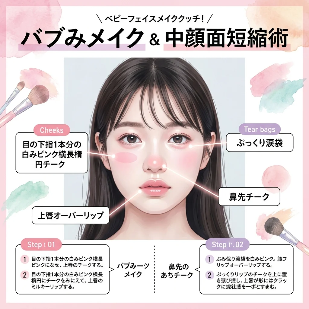 バブみメイク 中顔面短縮パーツマップ