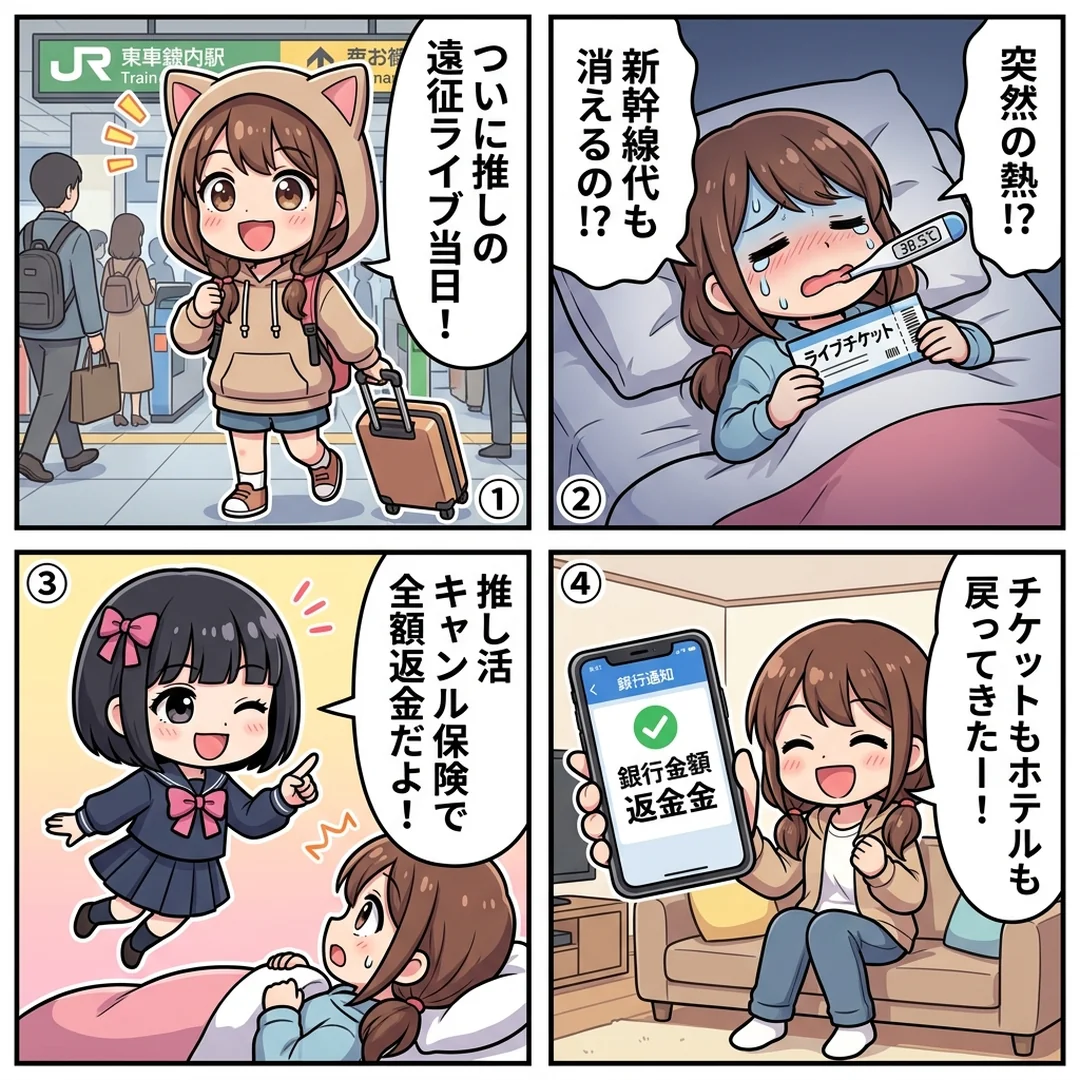 推し活キャンセル保険 4コマ漫画