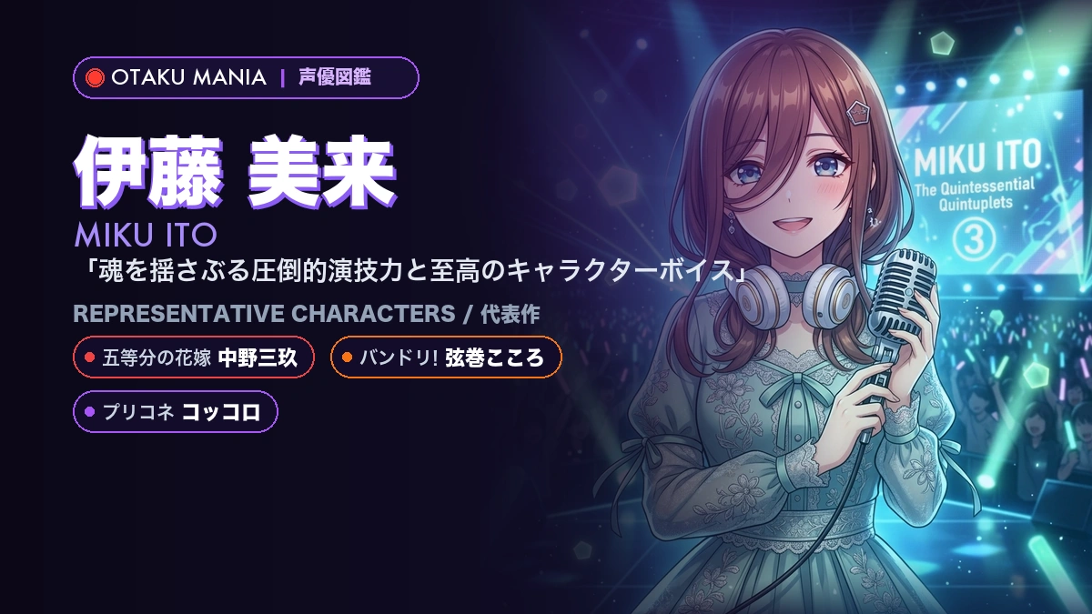 【伊藤美来】中野三玖や弦巻こころ！『五等分の花嫁』の代表作キャラ