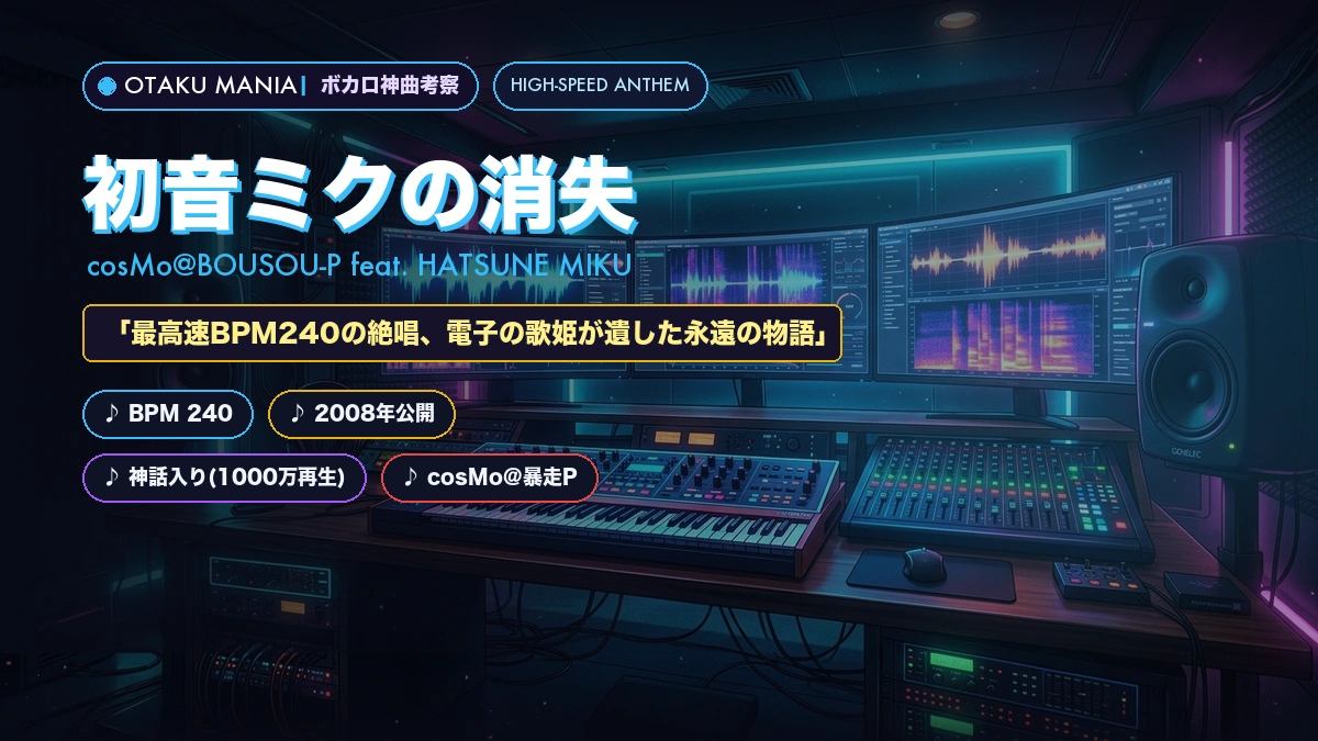 【歌詞解読】『初音ミクの消失』最高速BPM240の秘密と歌詞の意味・元ネタ考察
