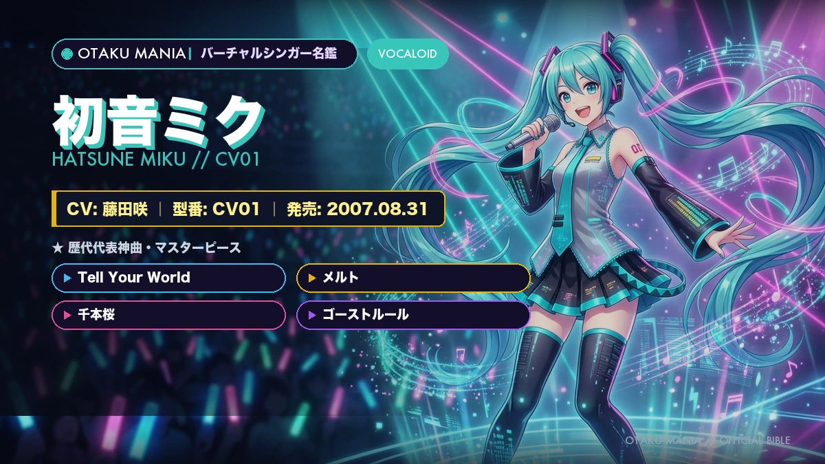 【初音ミク】公式設定・年齢・声優(CV)と歴代神曲・歴史大図鑑