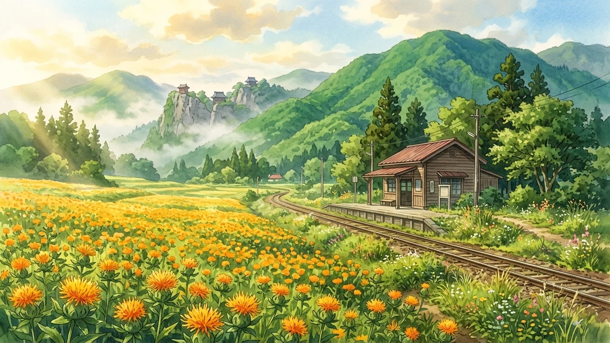 【おもひでぽろぽろ聖地巡礼】山形高瀬完全踏破！JR高瀬駅・紅花畑・トシオの車内語りロケ地バイブル