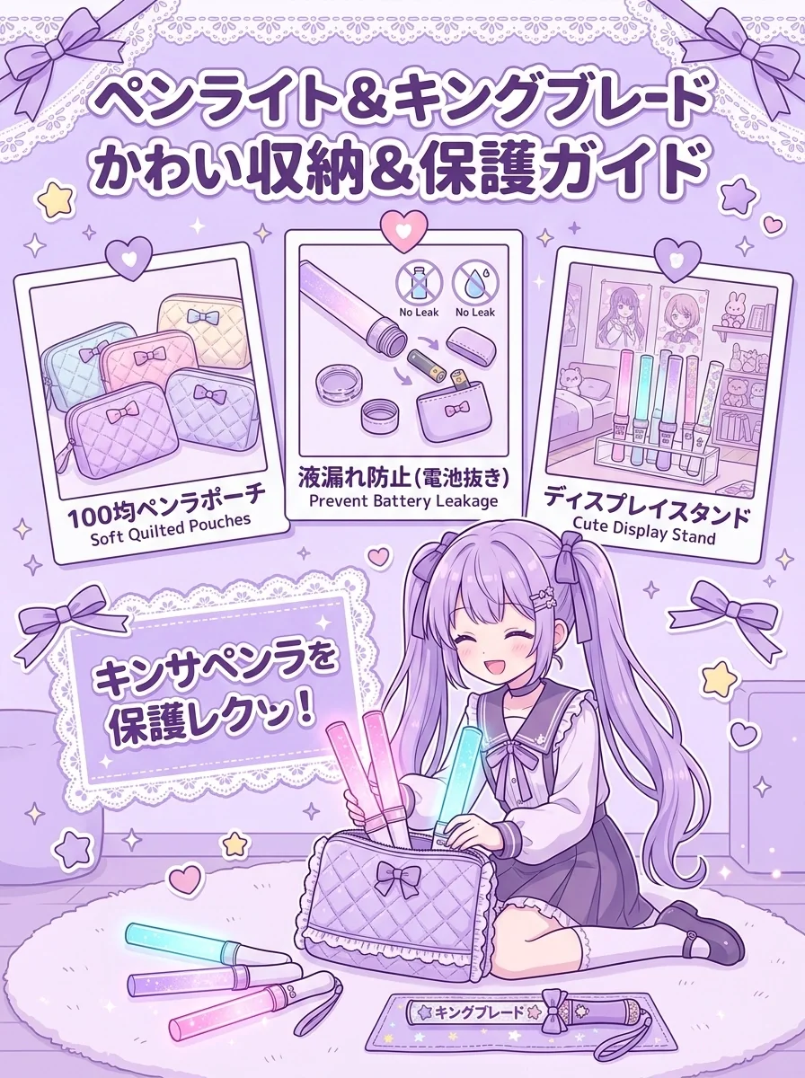 「ペンライト収納」おすすめ保管ケース！100均ポーチ・持ち運びマナーの重要ポイント図解まとめ