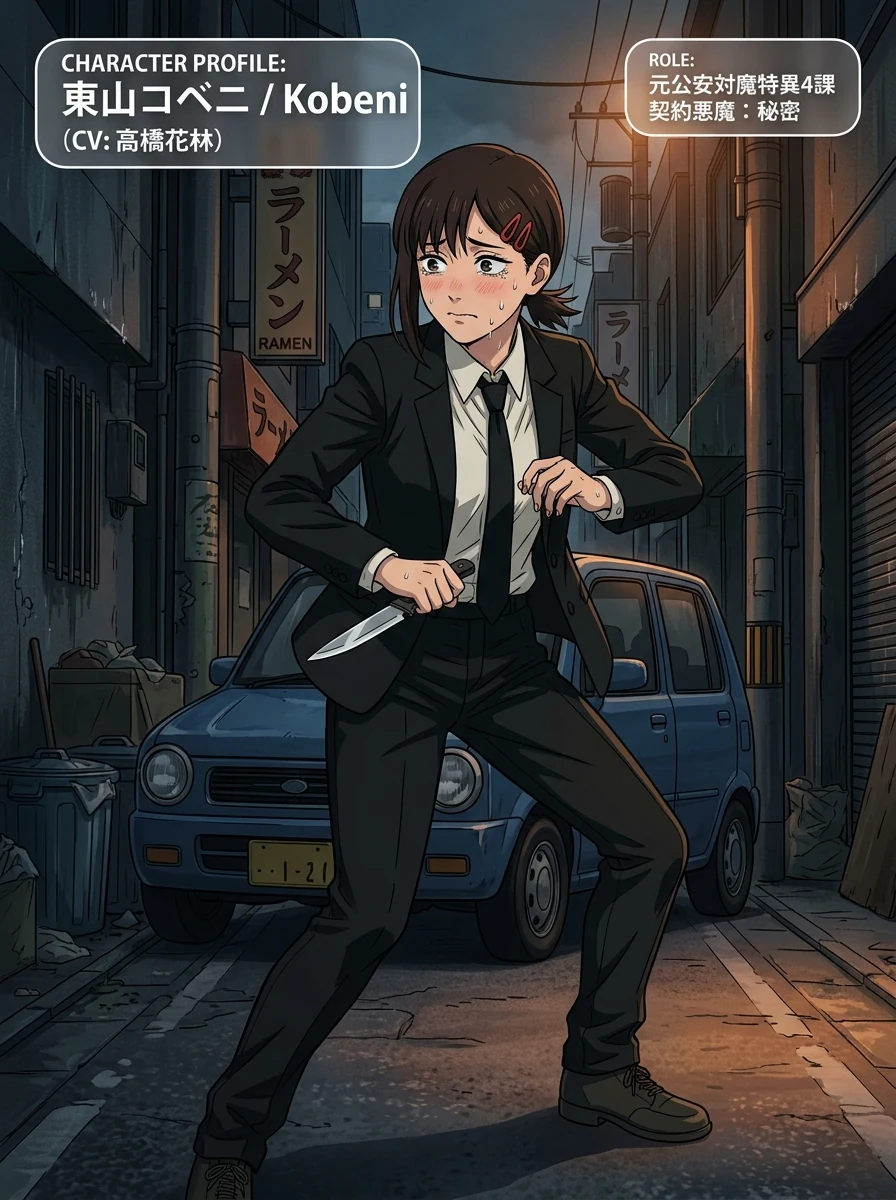 【チェンソーマン】東山コベニのキャラクタービジュアル・公式プロフィール図解