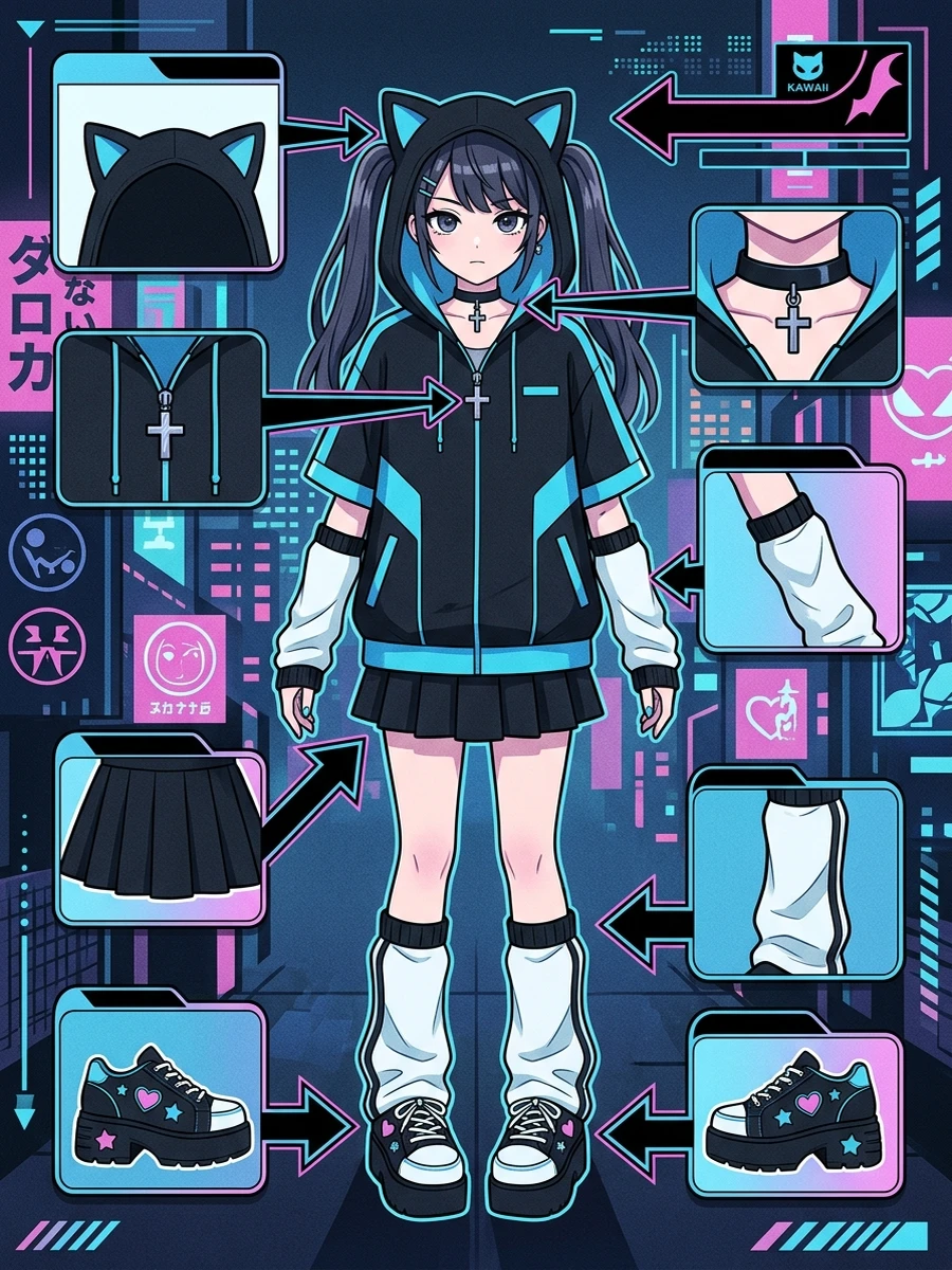 NOEMIE（ノエミー）サブカル地雷＆水色界隈参戦服スタイル図解