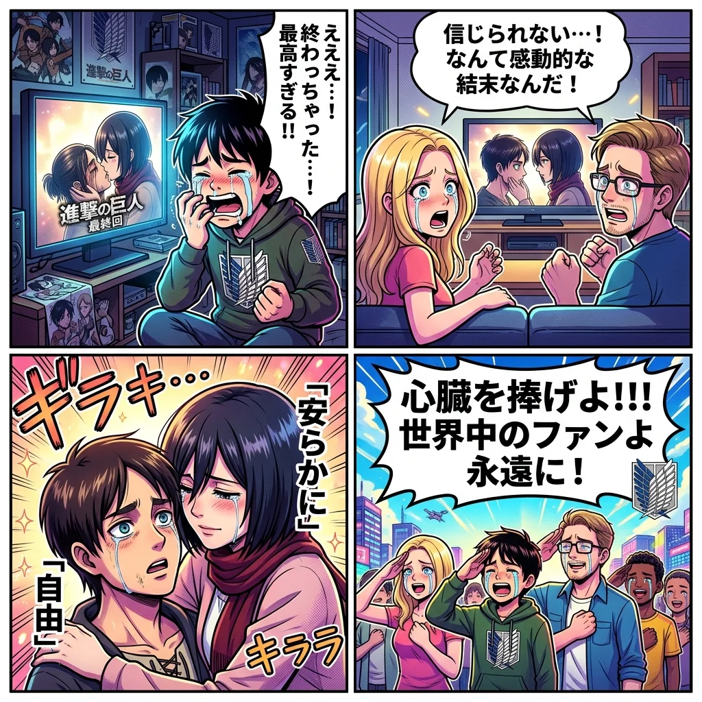 進撃の巨人 最終回 海外の反応 4コマ漫画