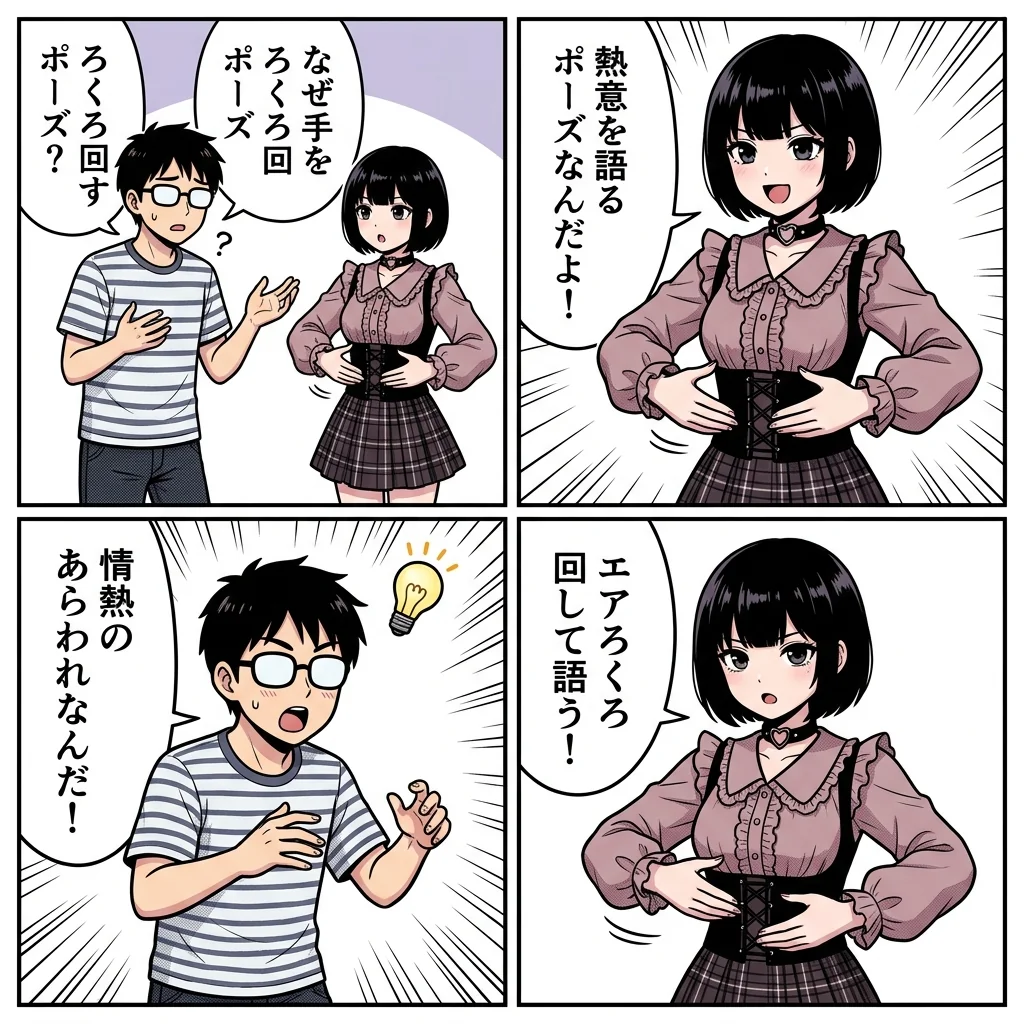 4コマ漫画ろくろを回す