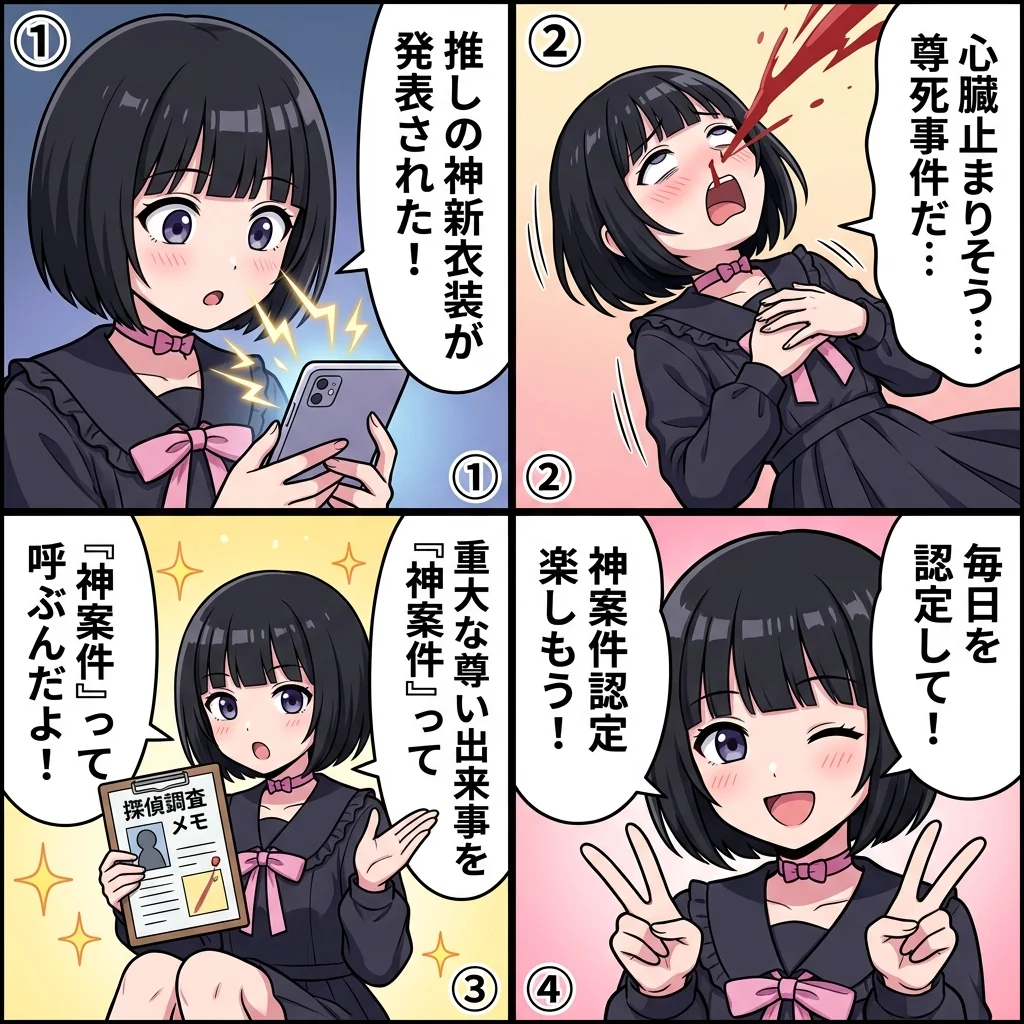 SNSで話題！オタク文化における案件のユニークな使い方4コマ漫画