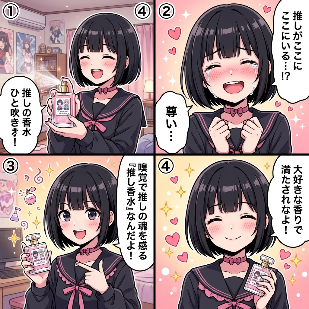 推し香水とは？気持ち悪いと感じる理由と使い方4コマ漫画