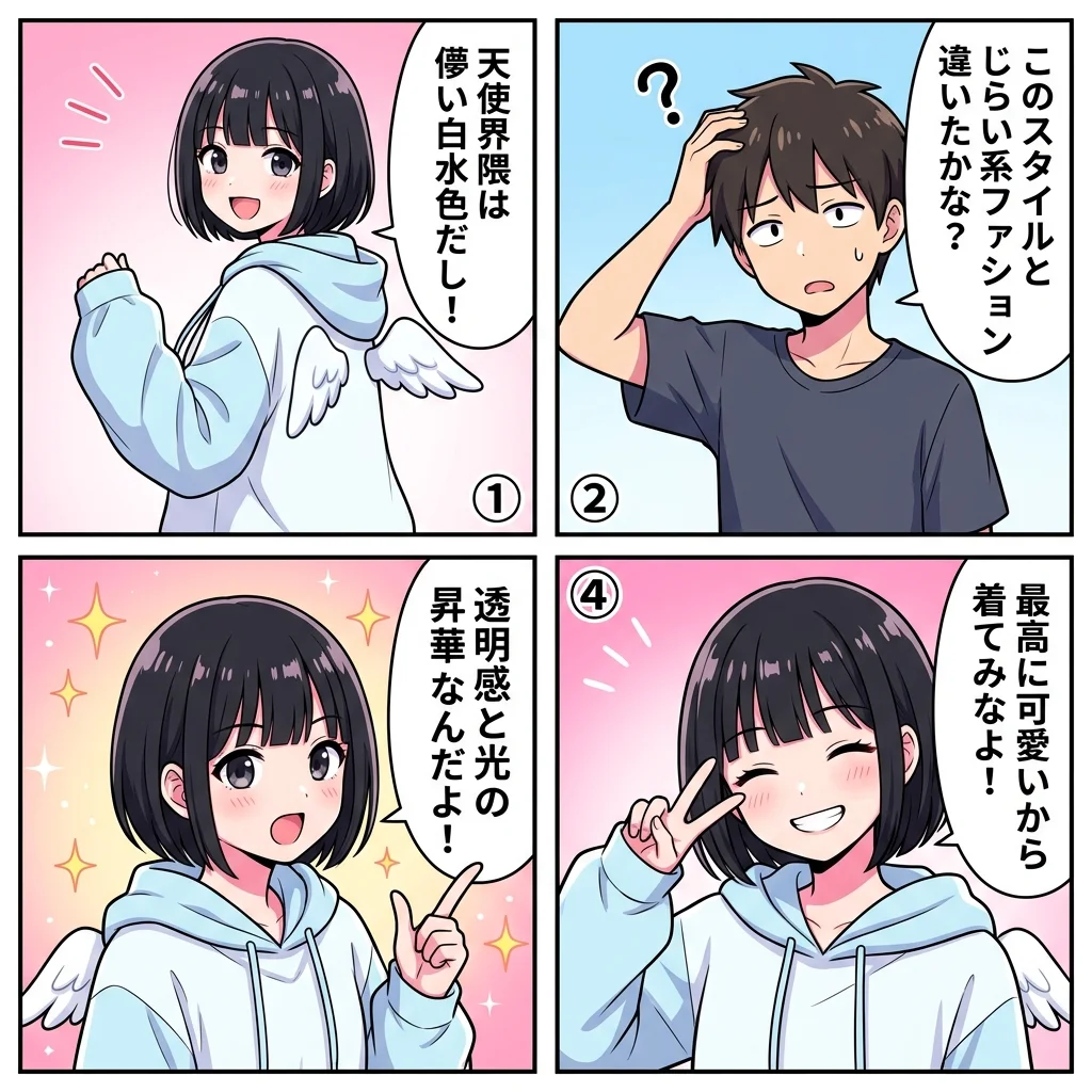 天使界隈と地雷系ファッションの違い解説4コマ漫画