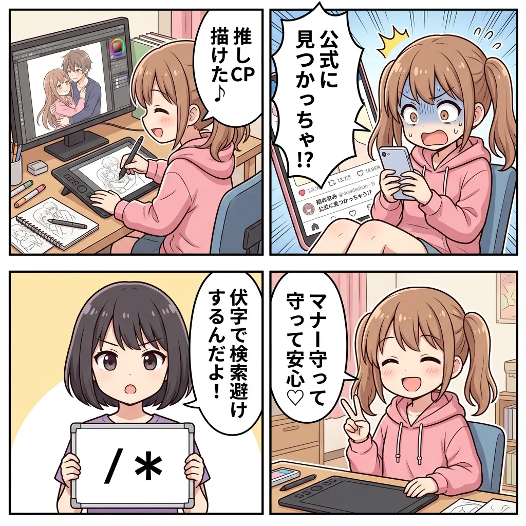 X（旧Twitter）の検索避けマナー！4コマ漫画