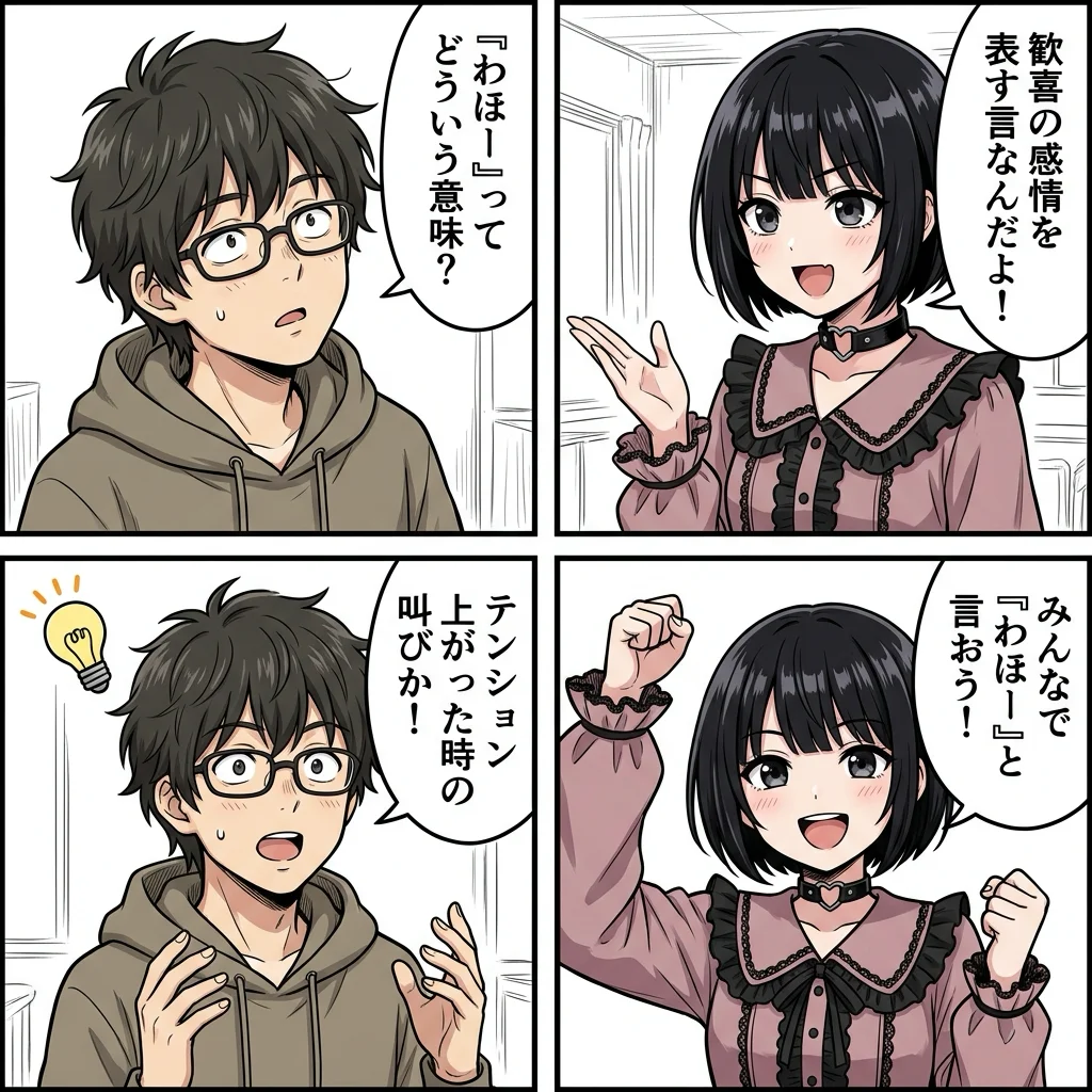【4コマ漫画】「わほー」の意味と元ネタ