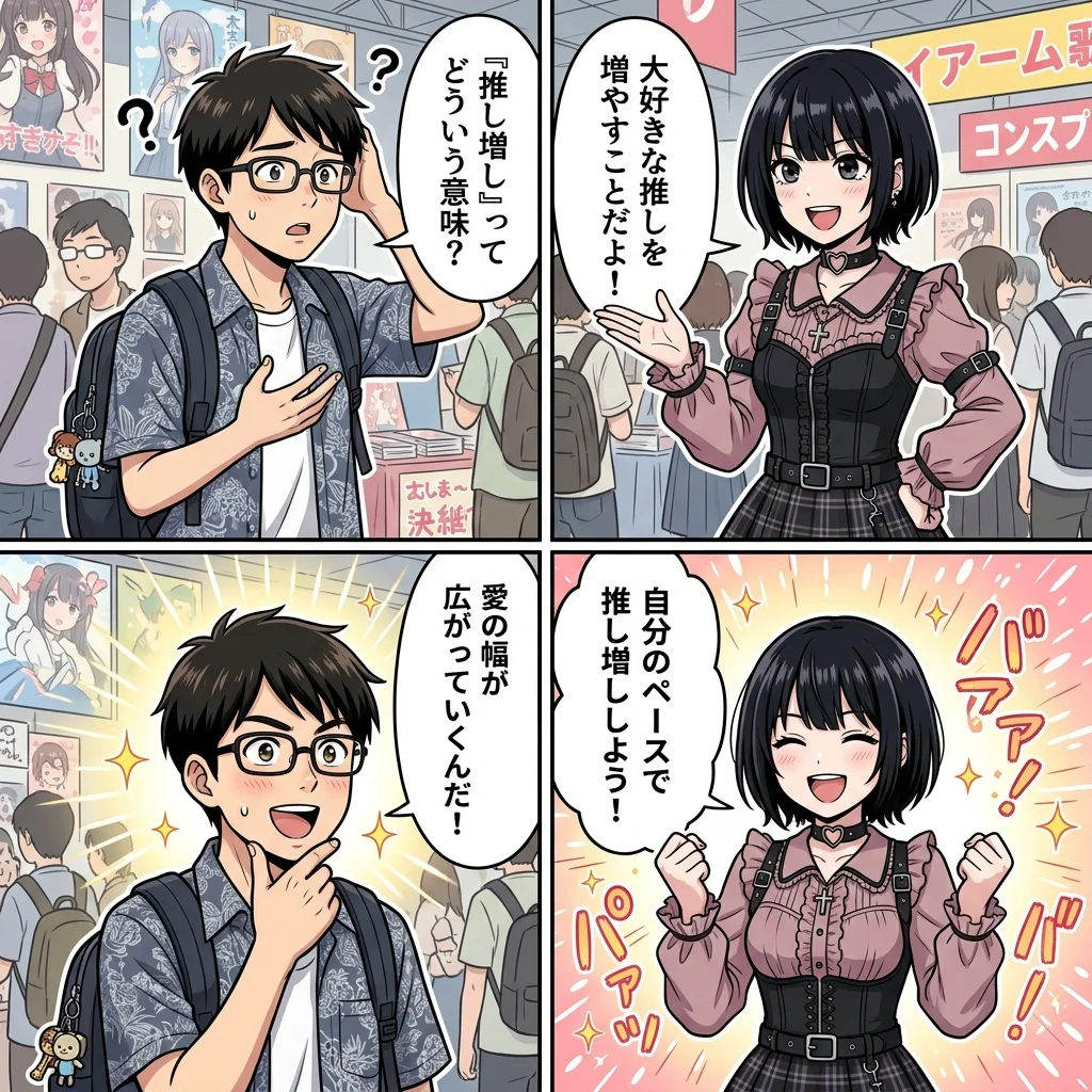 推し変に悩むオタクの日常を描いた4コマ漫画