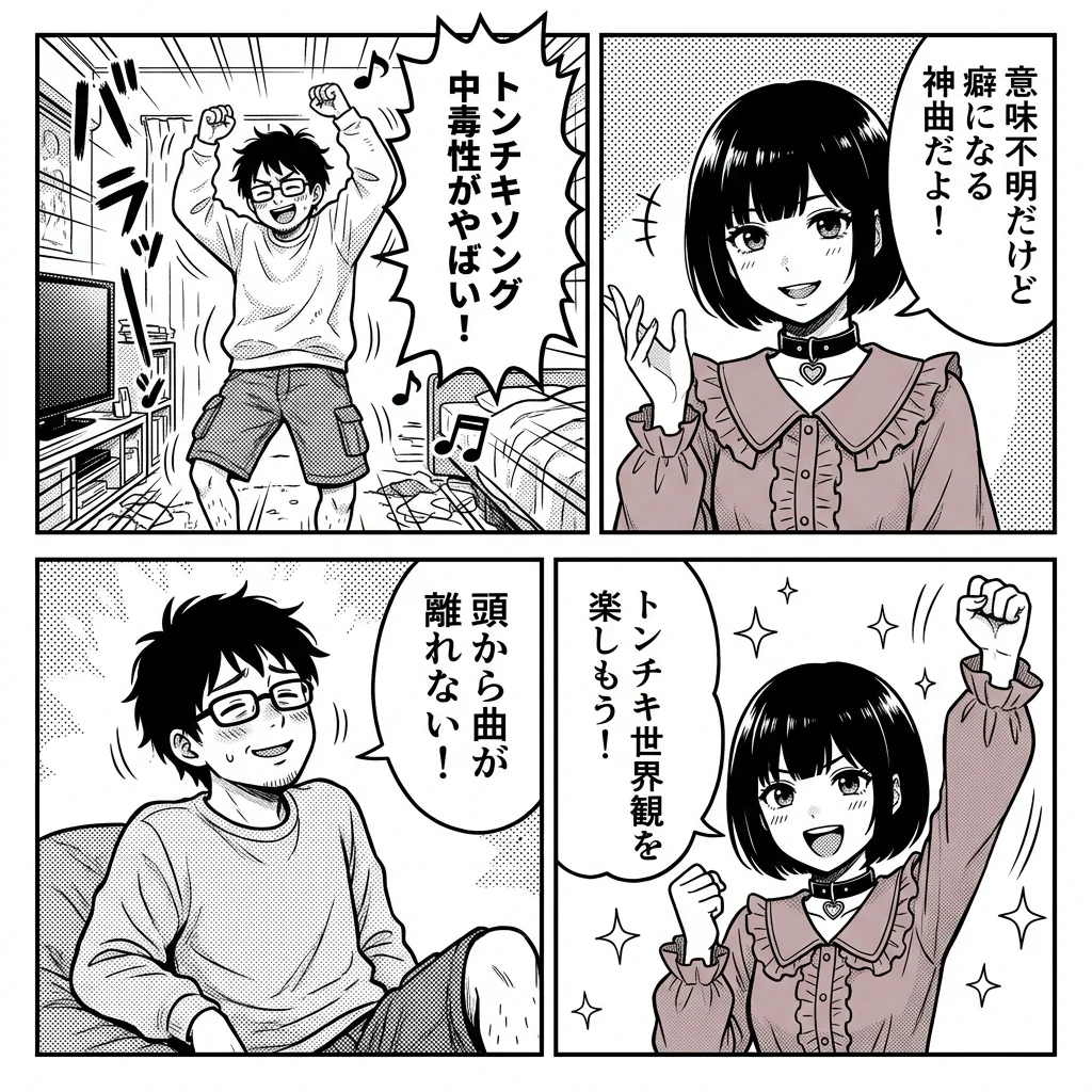 トンチキと電波ソングの違い 4コマ漫画