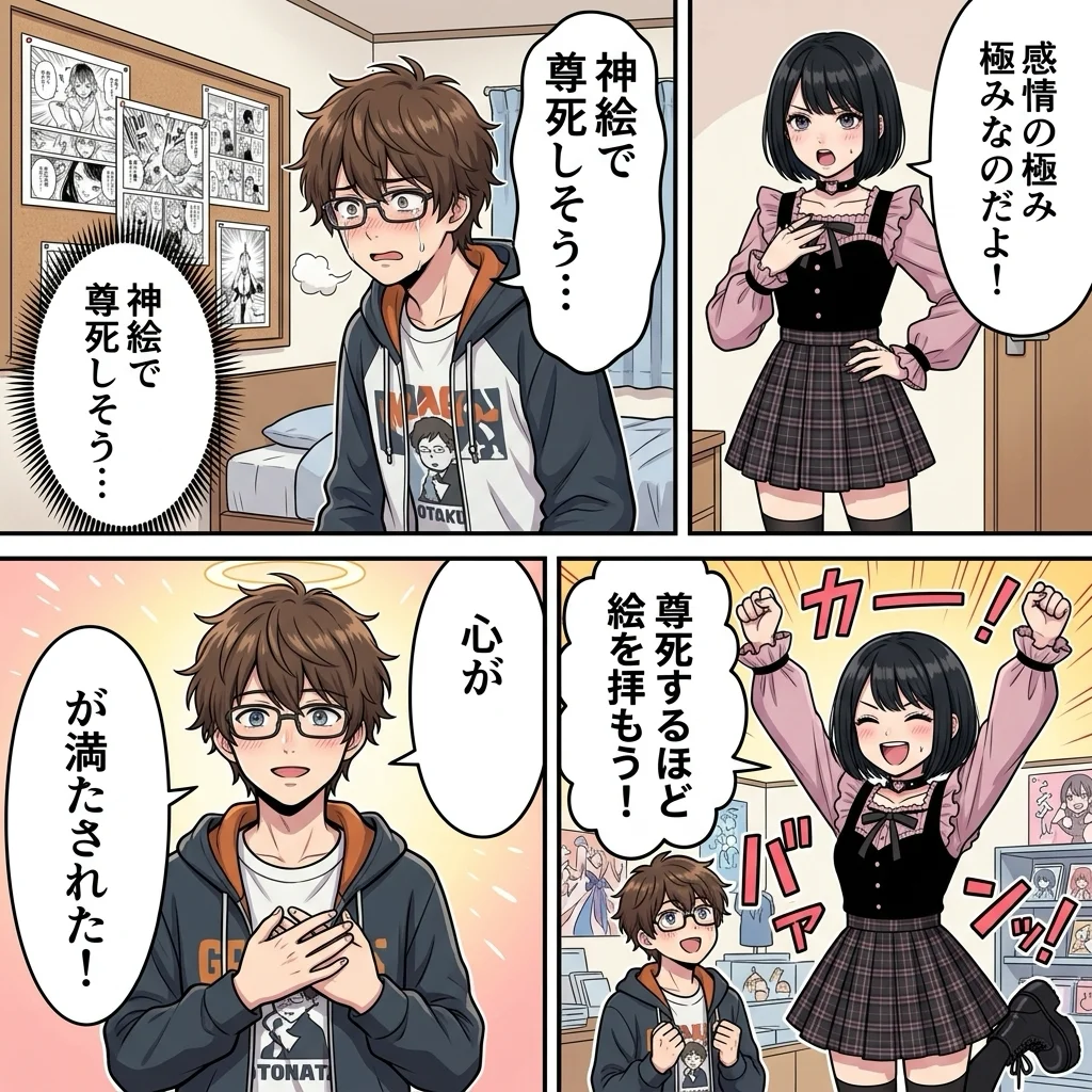 イラスト 尊死 意味 読み方 4コマ漫画