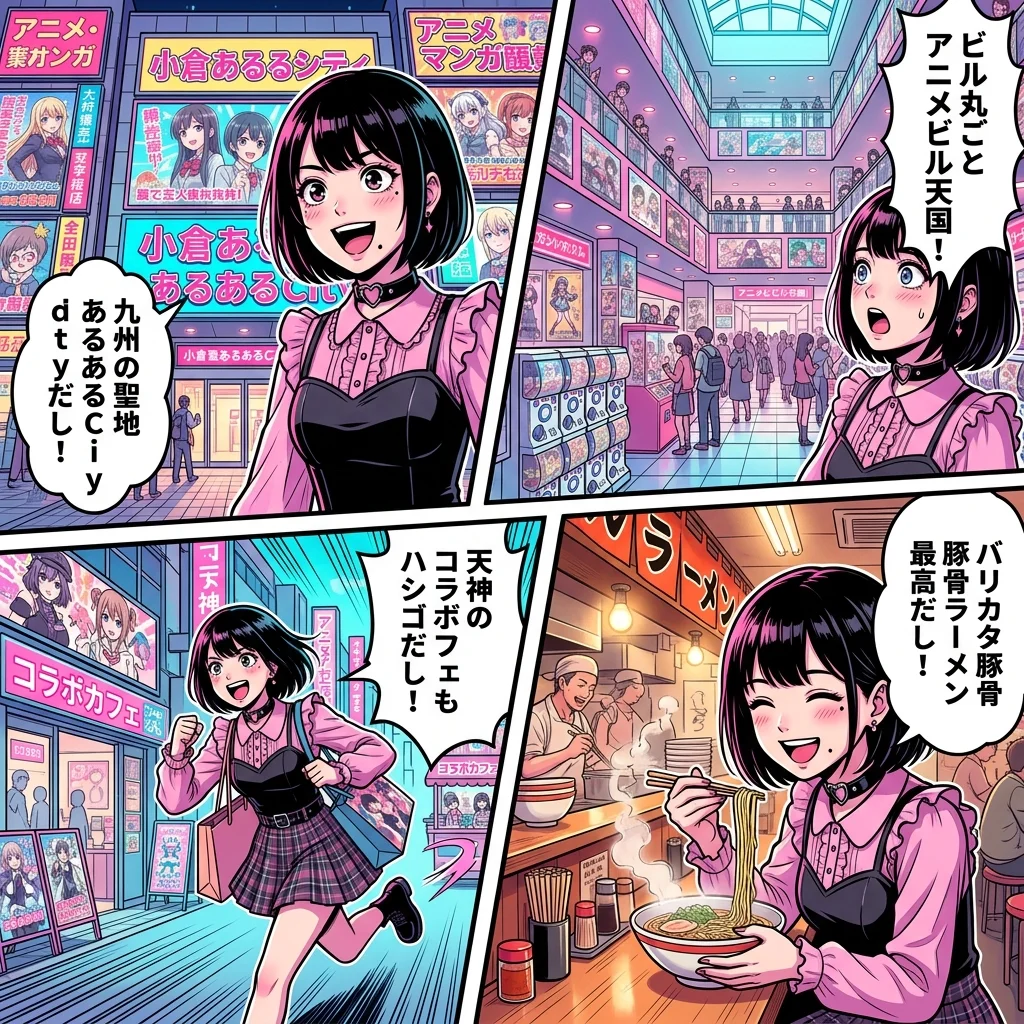 福岡アニメ・オタクイベント限定グッズ・天神パルコ巡りのオタクあるある4コマ漫画