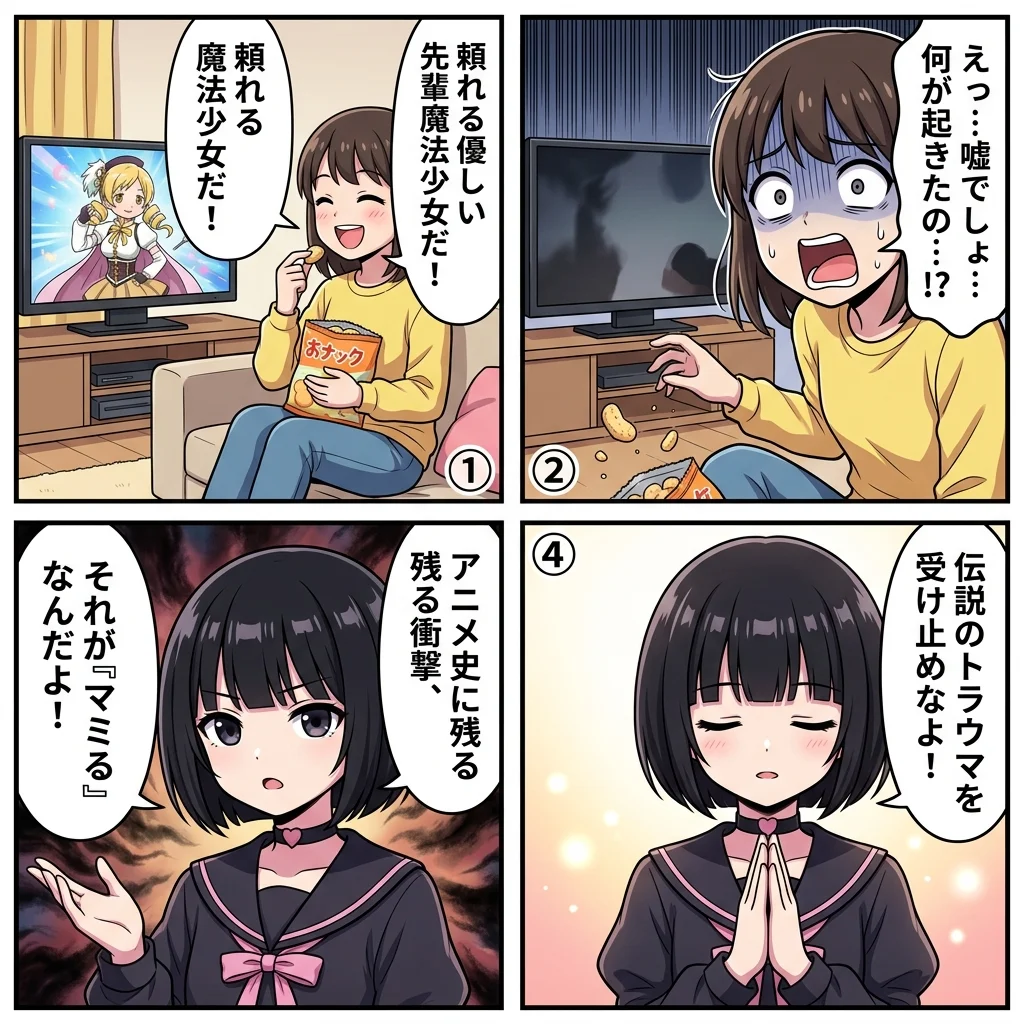 マミるの意味と元ネタ・アニメ何話の衝撃か解説4コマ漫画
