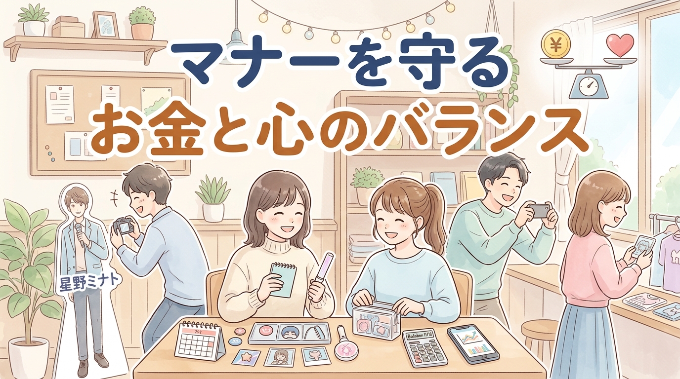 マナーを守る、お金と心のバランスを保つための解説日本語イラスト