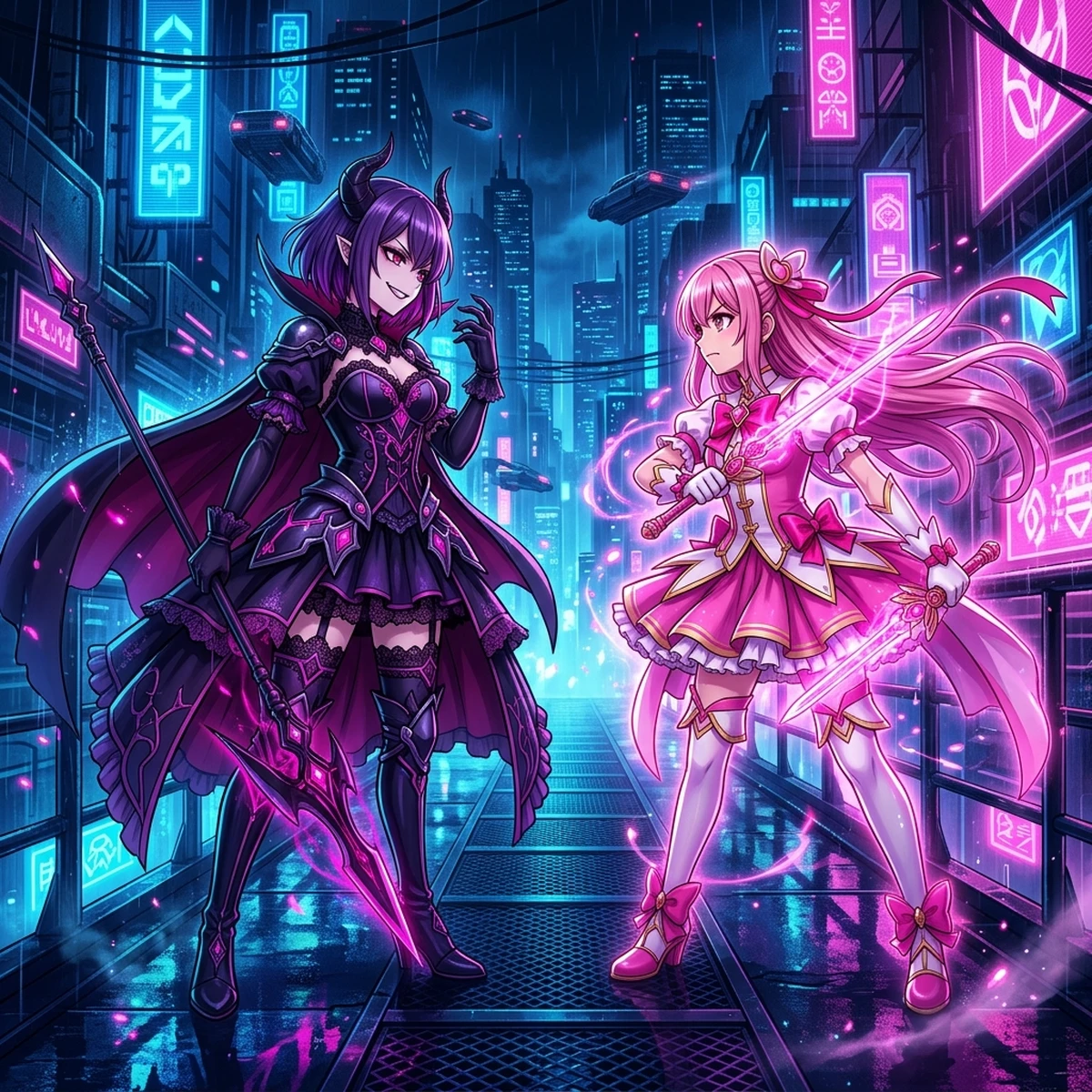 『魔法少女にあこがれて』マジアベーゼとマジアマゼンタの対峙イメージカット