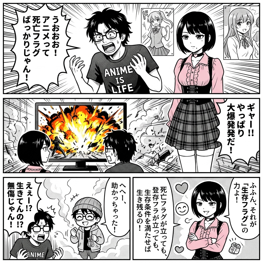 生存フラグ 4コマ漫画