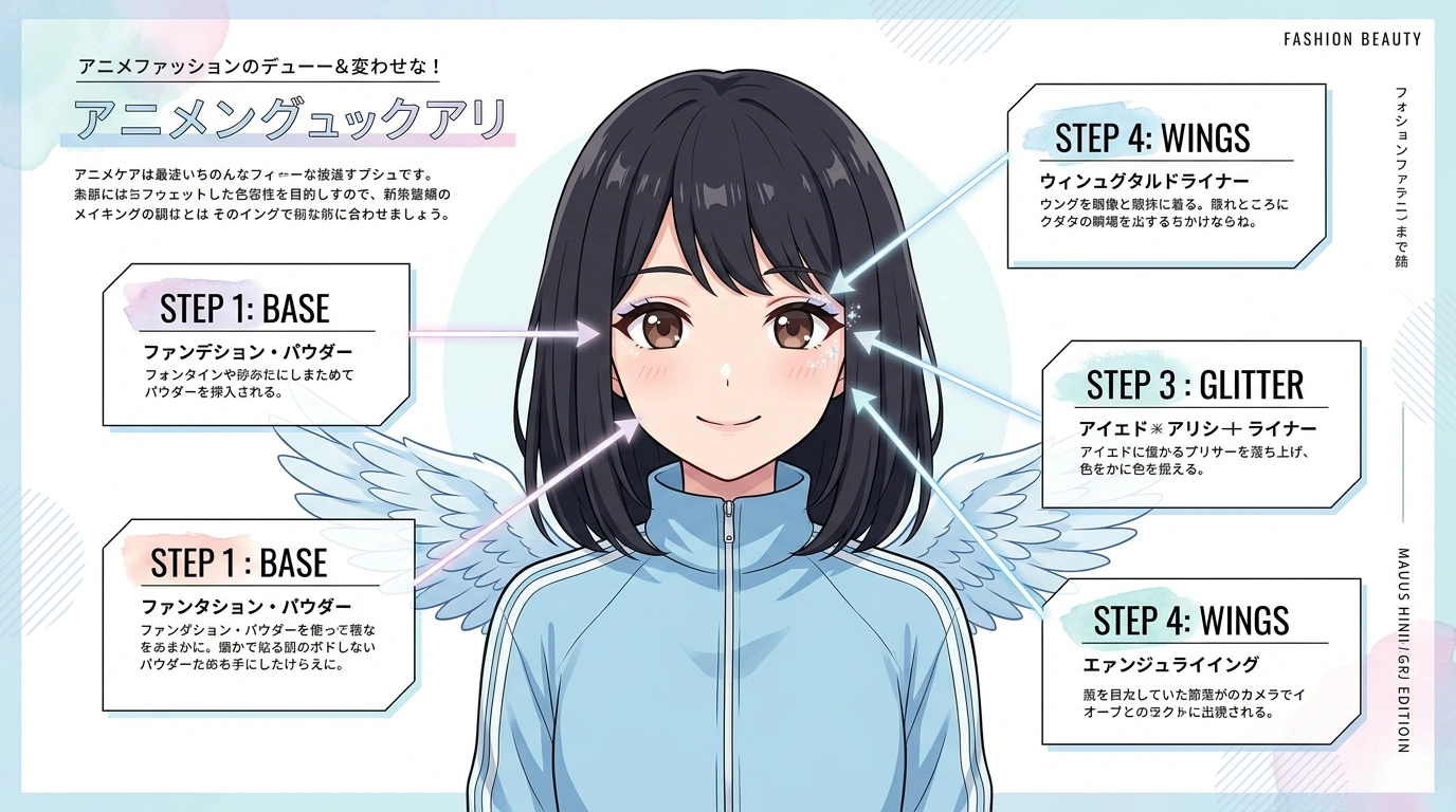 天使界隈ベースメイク 雑誌風図解