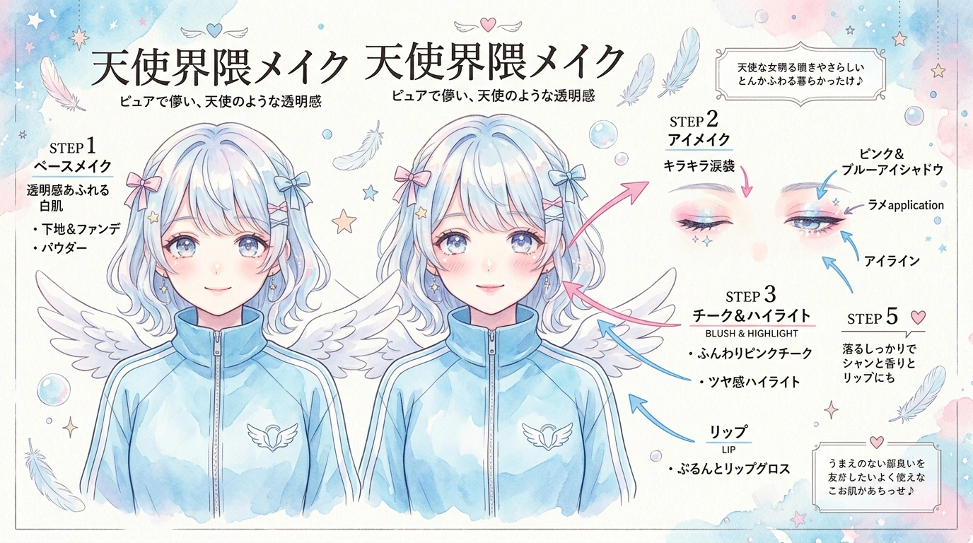 天使界隈アイメイク 雑誌風図解